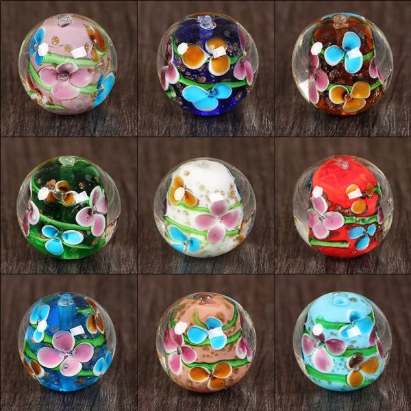 Wholesale 10pcs 24mm Petal Glass Round Beads Supply