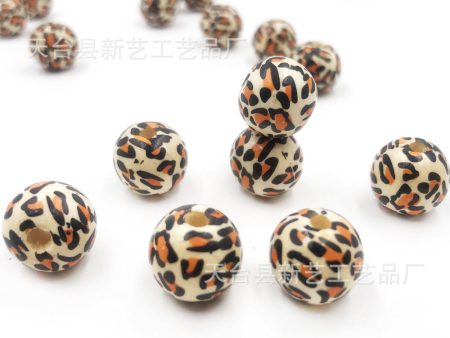 Wholesale 100PCS 14-16mm Two-color Leopard Print Hemu Round Beads Sale