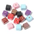 Wholesale 10pcs pack 14mm Acrylic Houndstooth Printing Square Beads Supply