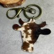 Wholesale 2pcs pack Ethnic Style Western Leopard Cow Head Leather Keychain Sale