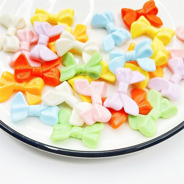 Wholesale 10pcs pack Glossy Baking Lacquer Cream Ribbon Bow Knot Straight Hole Beads Online