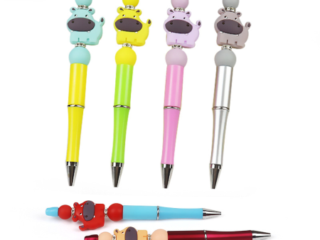 Wholesale 10pcs pack DIY Handmade Cartoon Hippo Silicone Bead Pen Hot on Sale