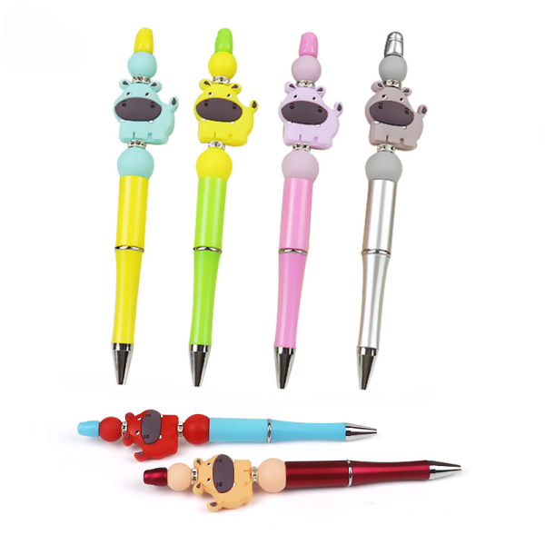 Wholesale 10pcs pack DIY Handmade Cartoon Hippo Silicone Bead Pen Hot on Sale