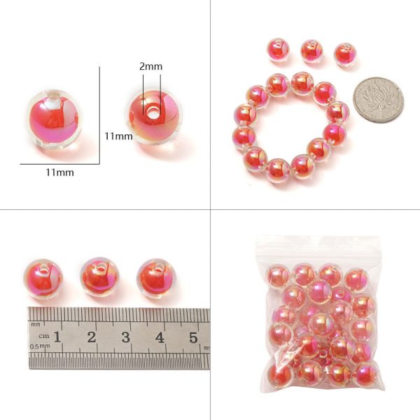 Wholesale 20PCS PACK Acrylic UV Plating Red Round Beads For Cheap