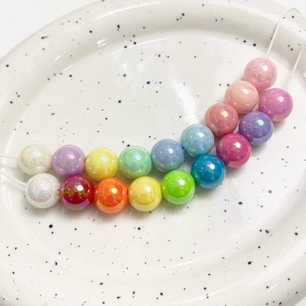 Wholesale 30pcs pack Acrylic ab Plated Color Round Beads Fashion