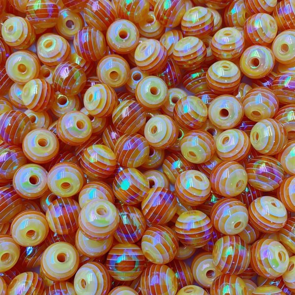 Wholesale 10pcs pack 16mm Children s Fun Stripes Contrasting Color Plating Rainbow Beads Cheap