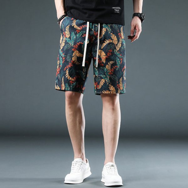 Wholesale Beach Pants Men Summer Casual Retro Print Loose Thin Section Large Size Five Pants Quick Dry Swimwear Online Sale