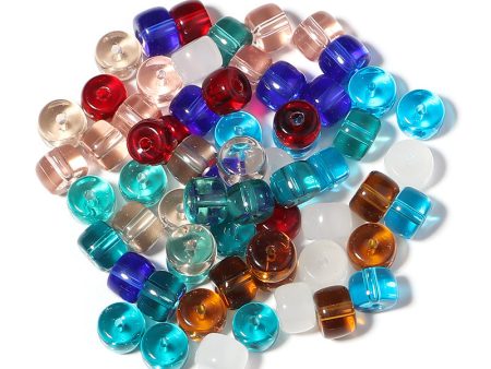 Wholesale 50pcs pack 8*6mm Oblate Transparent Colored Glass String Hole Beads Online Hot Sale