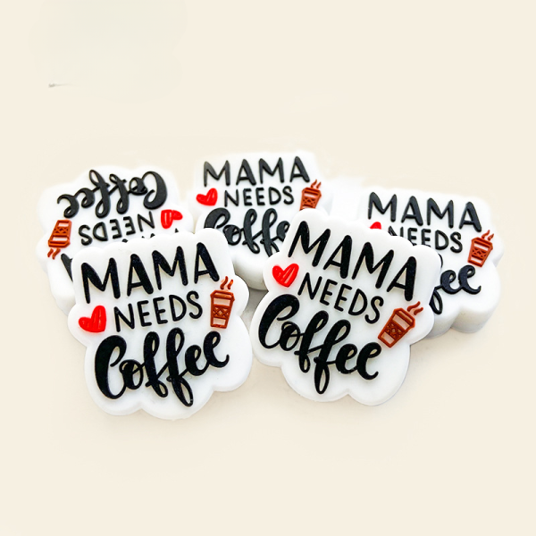 Wholesale 10pcs Silicone Alphabet Coffee Mom Focal beads on Sale