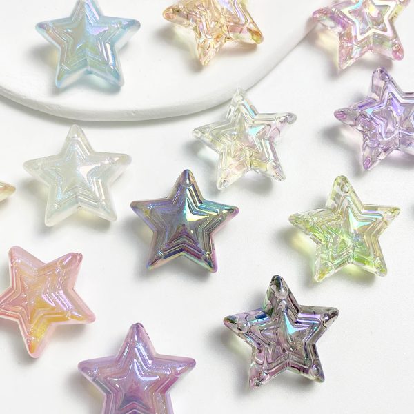 Wholesale 10pcs pack Luminous Thin Glitter Mermaid Ji Three-layer Pentagram Beads For Sale