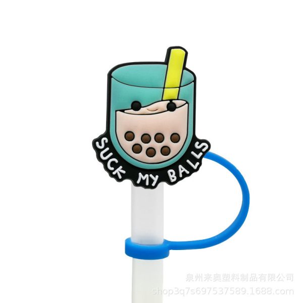 Wholesale 10PCS Cartoon Beverage Silicone Straw Tube Cap Sale