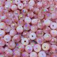 Wholesale 10pcs pack 16mm Children s Fun Stripes Contrasting Color Plating Rainbow Beads Cheap