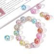 Wholesale 100pcs pack Acrylic Girly Clear Color Straight Hole Round Beads Supply