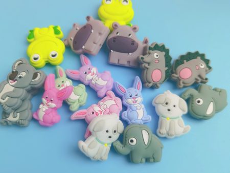 Wholesale 10pcs Cartoon Animal Silicone Teether Beads on Sale