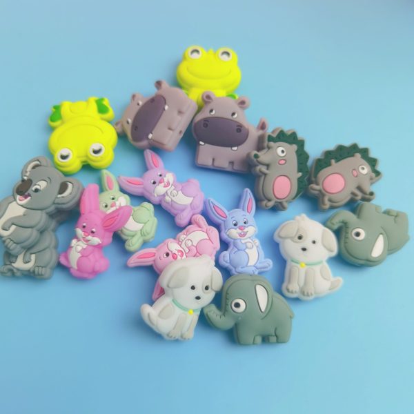 Wholesale 10pcs Cartoon Animal Silicone Teether Beads on Sale