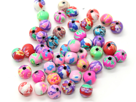 Wholesale 1000pcs pack Printed Color Soft Pottery Round Beads on Sale