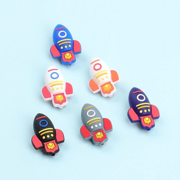 Wholesale 10PCS Cartoon Astronaut Rocket Stereo Silicone Loose Beads Beads Supply