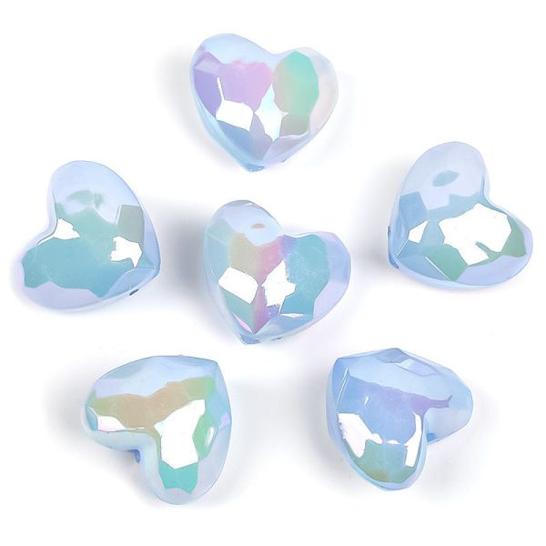 Wholesale 10pcs pack Acrylic UV Plating Cut Face Love Beads For Sale