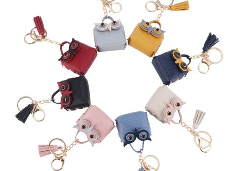 Wholesale Owl Bluetooth Headphones Artificial Leather Storage Bag Keychain Sale