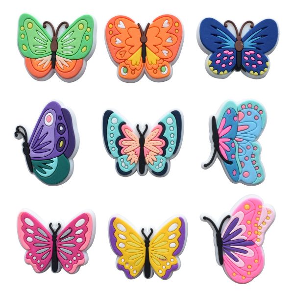 Wholesale 100PCS PVC Colorful Butterfly Series DIY Shoe Buckle For Sale