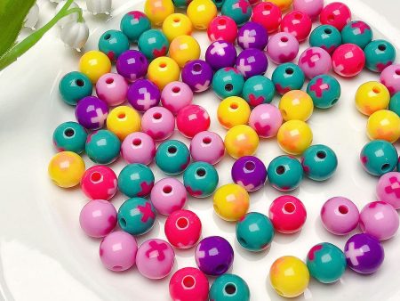 Wholesale 10pcs Acrylic Plus Size Glossy Color Round Skewer Beads For Discount