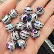 Wholesale 10pcs pack 16mm UV Color Plated Lollipop Stripe Rainbow Straight Hole Round Beads on Sale