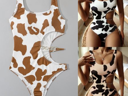 Wholesale Cow One Piece Bikini Chain Push Up Swimwear Online Hot Sale