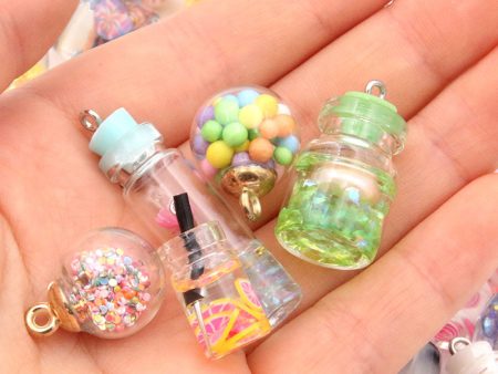 Wholesale 10pcs box Round Glass Ball Milk Tea Cup Glass Bottle Beads Cheap