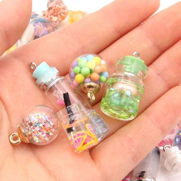 Wholesale 10pcs box Round Glass Ball Milk Tea Cup Glass Bottle Beads Cheap