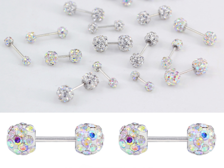 Wholesale 10pcs Colored Water Diamond Ball Hypoallergenic Screw Screw Steel Needle Earrings Hot on Sale