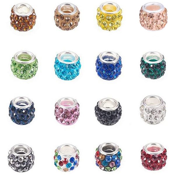 Wholesale 100pcs soft pottery full drill ball big hole spacer Beads Cheap