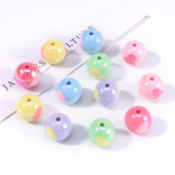 Wholesale 10pcs pack Acrylic Color Plated Heart Beads Through Hole Round Beads Online Sale