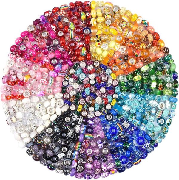 Wholesale 200pcs Resin Color Beads Big Hole Mixed Color Beads Online now