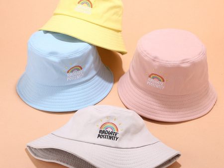 Wholesale Canvas LGBT Rainbow Embroidered Bucket Hat on Sale