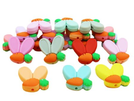 Wholesale 10pcs Silicone Cartoon Carrot Rabbit Ears Scattered Beads Discount