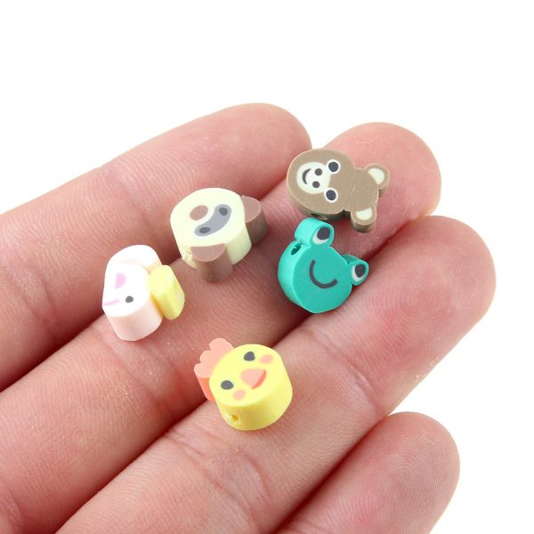 Wholesale 100pcs pack Cartoon Animals Soft Pottery Sliced Beads Sale