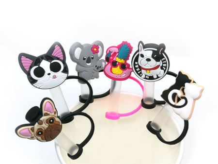 Wholesale 10PCS Cartoon Animal Silicone Straw Tube Cap For Cheap