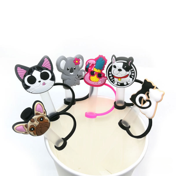 Wholesale 10PCS Cartoon Animal Silicone Straw Tube Cap For Cheap