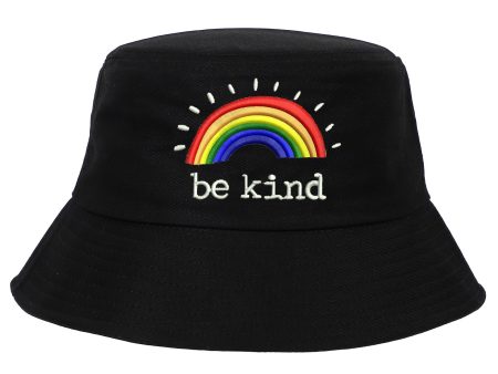 Wholesale be kind Rainbow Embroidery Cotton Fisherman Hat Fashion