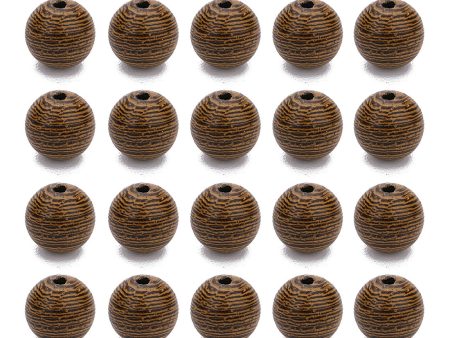 Wholesale 100pcs pack Round Striped Wooden Beads Online Sale