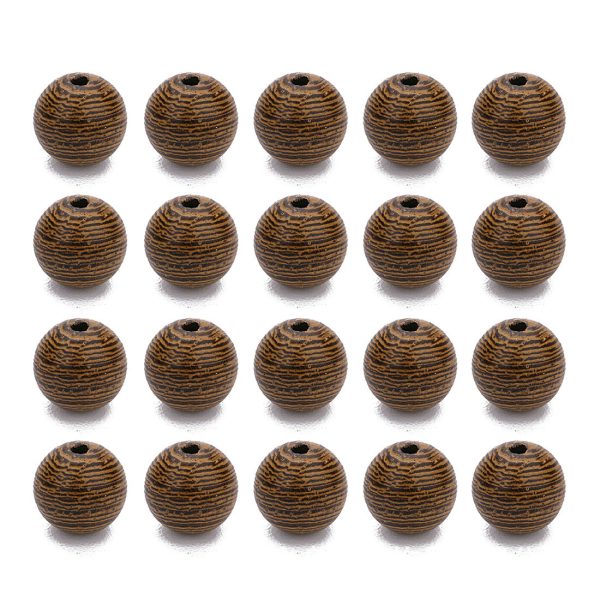 Wholesale 100pcs pack Round Striped Wooden Beads Online Sale