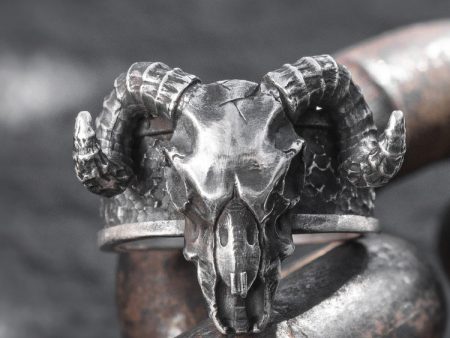 Wholesale Alloy Retro Punk Skull Horn Ring For Discount