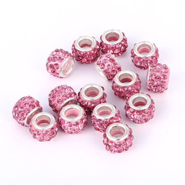 Wholesale 100pcs soft pottery full drill ball big hole spacer Beads Cheap