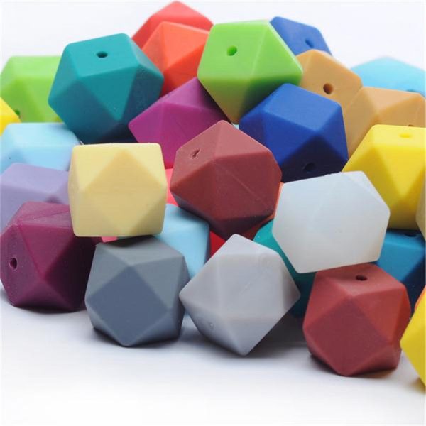 Wholesale 100PCS 17MM Silicone Hexagon Baby Teether Beads Online Hot Sale