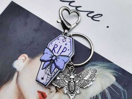 Wholesale Gothic Retro Style Skull Butterfly Coffin Keychains on Sale