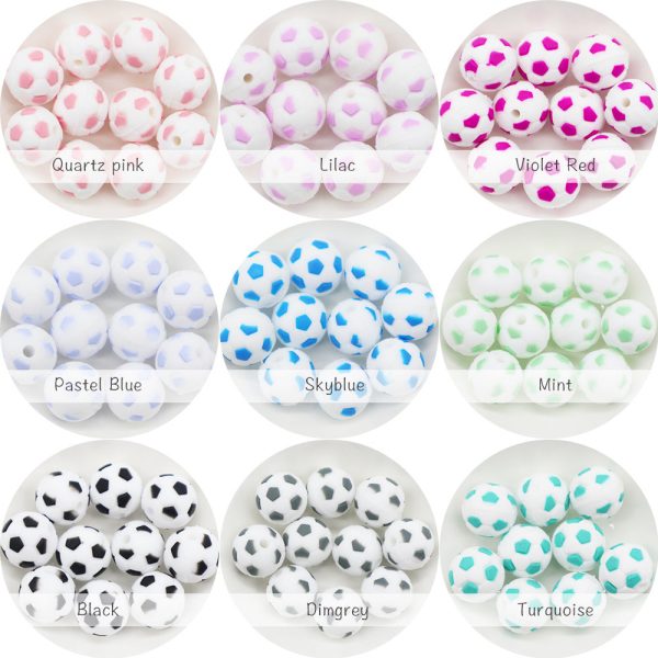 Wholesale 100PCS PACK Football 15MM Silicone Molars Round Beads Online Sale