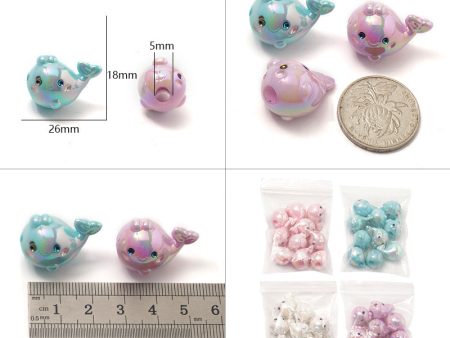 Wholesale 10PCS PACK Acrylic UV Plated Candy Color Cartoon Little Dolphin Straight Hole Beads Supply