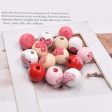 Wholesale 10pcs Love English Printed Flower Wooden Beads Cheap