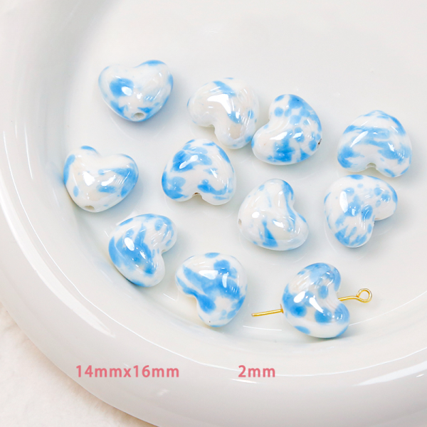 Wholesale 30pcs Japanese Fresh Blue Ceramic Cute Acacia Bean Lamb Cube Beads Supply