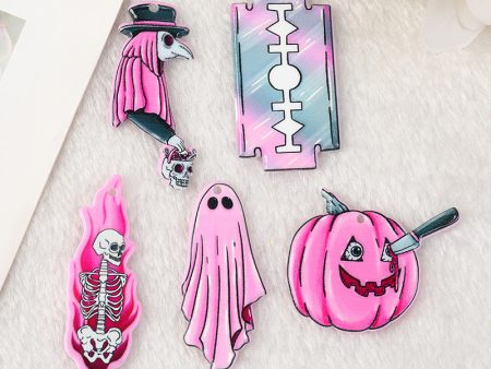 Wholesale 10pcs Acrylic Halloween Pumpkin Skeleton Man Ghost DIY Earrings Keychain Accessories For Discount